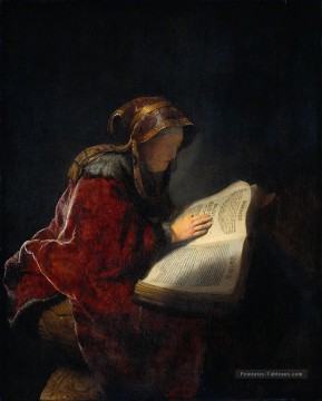 La prophétesse Anna connaît le cul de Mère Rembrandt Peinture à l'huile